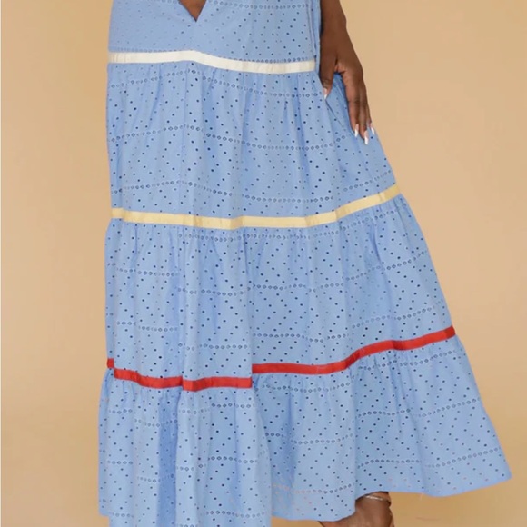 BYELLOWTAIL Ribbon Tier Eyelet Maxi Skirt (M) - Picture 2 of 4